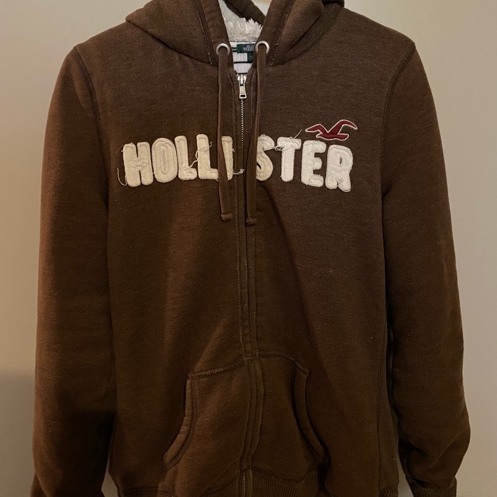 Brown Hollister zip-up